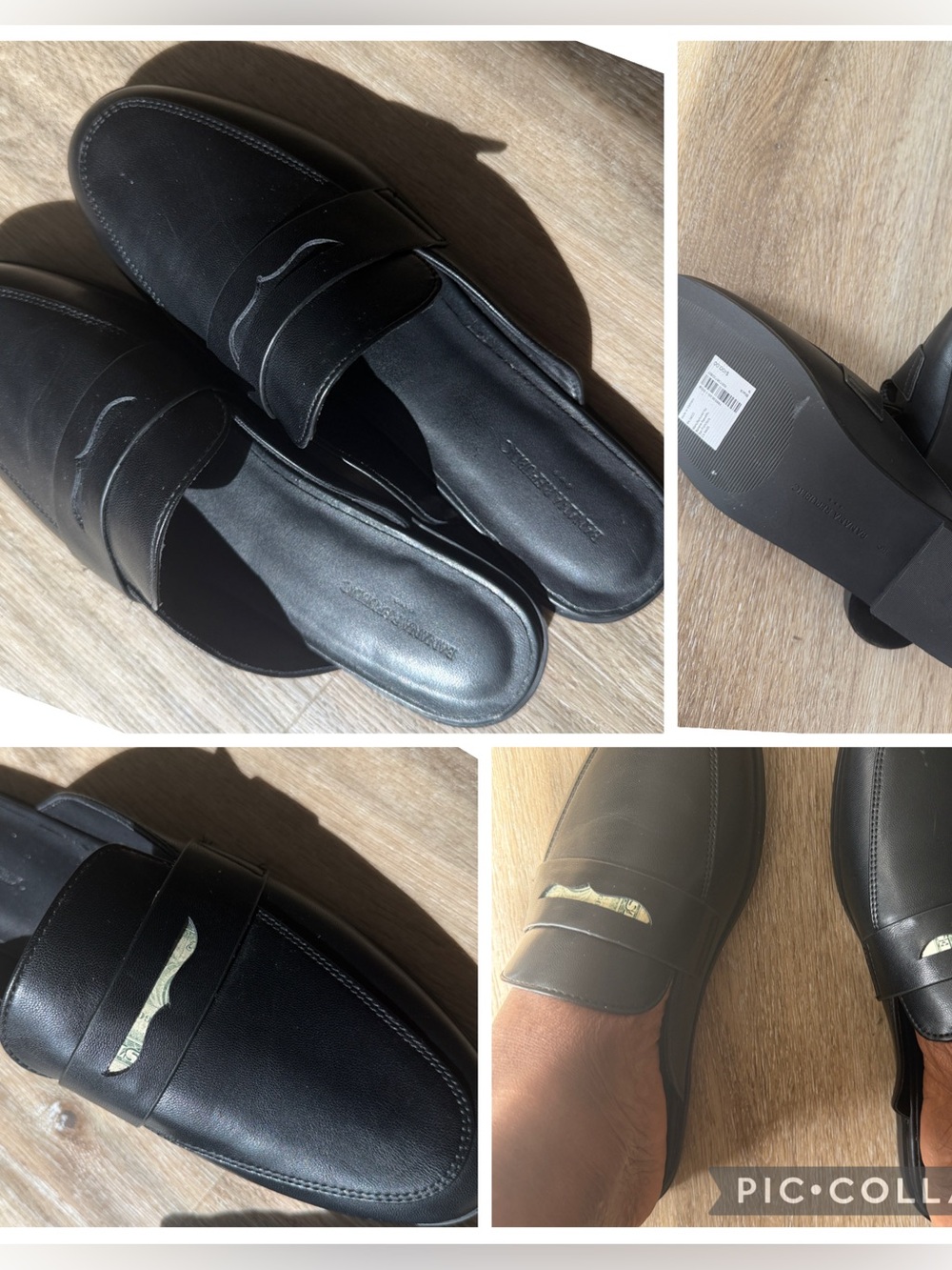 Banana Republic Preppy Mule black leather penny loafers slides NWT